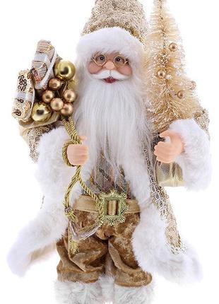 Новогодняя фигура "Санта Клаус с Подарками и Елкой" 30см, золо...