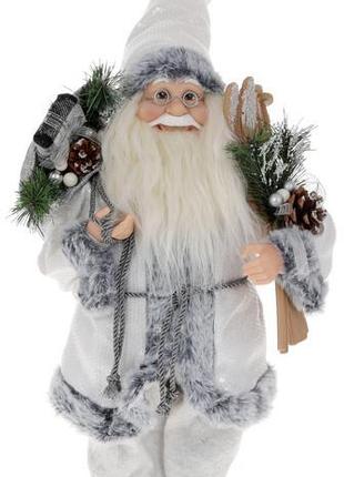 Новогодняя фигура "Санта Клаус с Подарками и Лыжами" 45см, серый