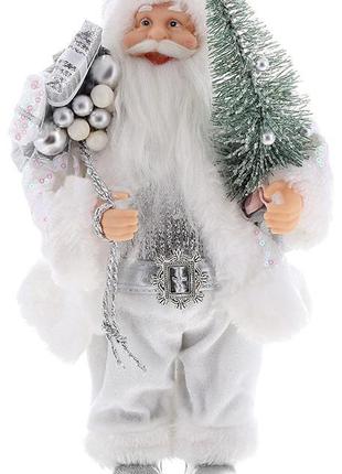Новогодняя фигура "Санта Клаус с Подарками и Елкой" 30см, белы...