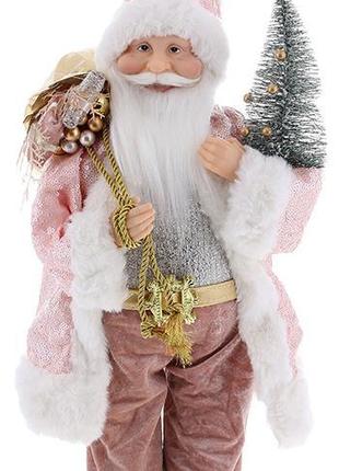 Новогодняя фигура "Санта Клаус с Подарками и Елкой" 45см, розо...