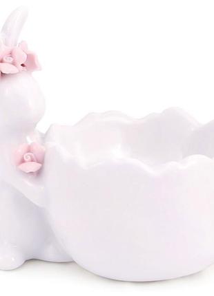Підставка для яйця "Кролик із рожевим віночком" керамічна