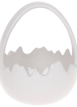 Декоративная конфетница "Яйцо" 14х13.5х17см (кашпо), белая