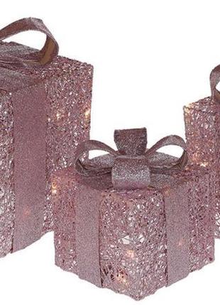 Набор декоративных подарков - 3 коробки 20см, 25см, 30см с LED...