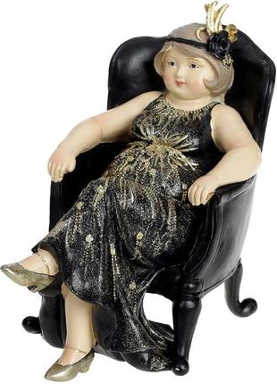 Статуэтка декоративная «Дама в кресле» 17.5х10.5х16.5см, черны...