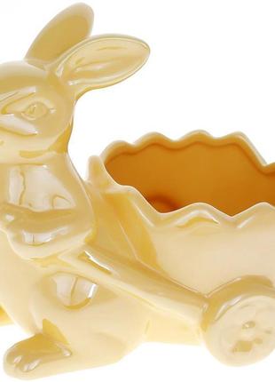 Декоративне кашпо "Кролик із візком" 16.5х13х15 см, кераміка, ...