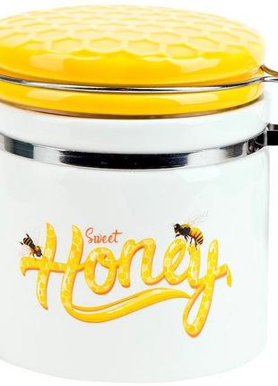 Банка керамическая "Sweet Honey" 480мл для сыпучих продуктов с...