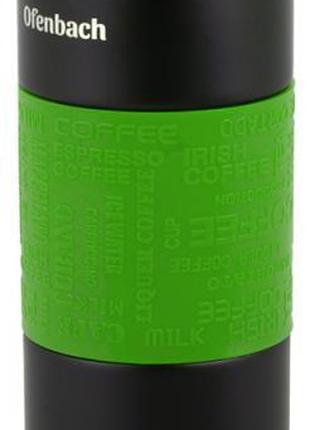 Термос-бутылка Ofenbach Elegance 480мл с силиконовой зеленой в...