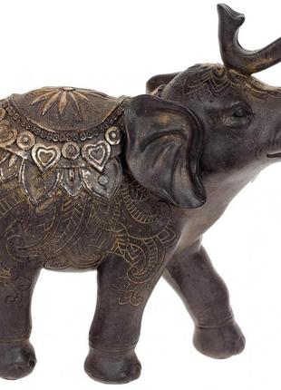 Декоративная статуэтка "Слон" 22х9х22см, полистоун, чёрный с з...