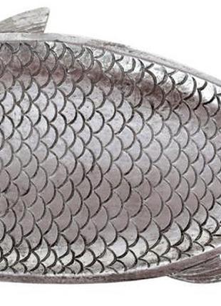 Декоративна страва "Рибка" 38.5х17х2см, полістоун, срібло