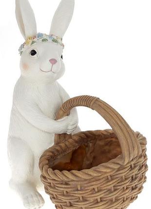 Статуэтка "Белый Кролик с Корзинкой" 22х15.5х26.5см с мини-каш...