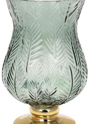 Ваза декоративная Ancient Glass Розалин 14х15х25см, зеленое ст...