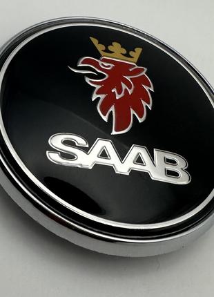 Эмблема логотип SAAB 9-3 9-5 на капот 68 мм 5289905 черная