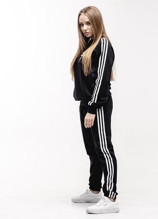 Женский спортивный костюм adidas черный без капюшона | комплек...