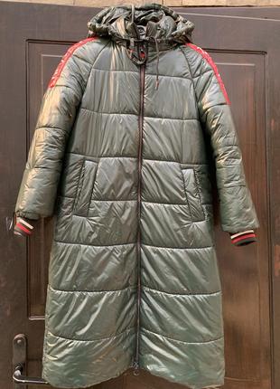 Крутое теплое пальто с стиле спорт 146 рост