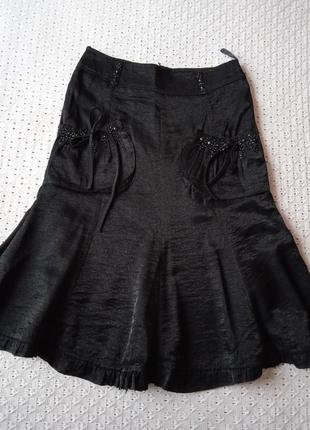 Красивая юбка миди черная демисезонная юбка нарядная