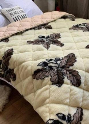 Двуспальное одеяло меховое Ода лист