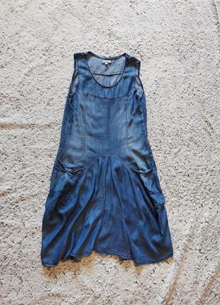 Сарафан синий в бохо стиле , италия, lina tomei, ткань тенсел