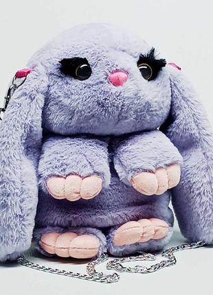 Сумка-мягкая игрушка копица кролик меховой фиолетовый 00205-12