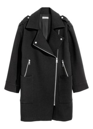 Черное демисезонное пальто косуха h&amp;m.