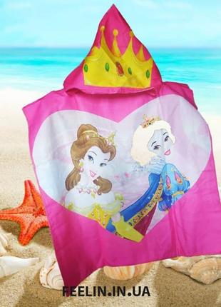 Принцесса Disney пляжное полотенце с уголком, пончо из микрофи...