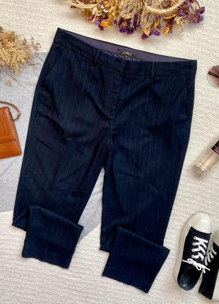Классические зауженные плотные синие брюки в полоску, классичн...