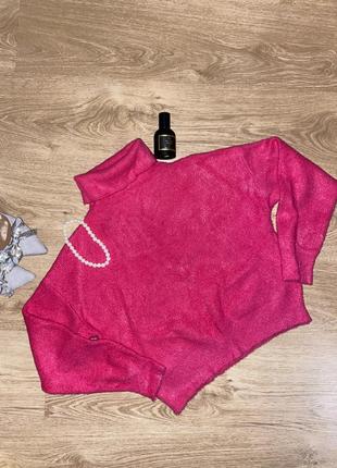 Женский свитер розового цвета, свитер травка под шею