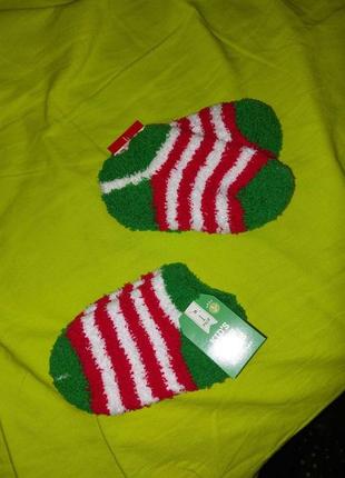 Укороченные махровые новогодние детские носки 3+