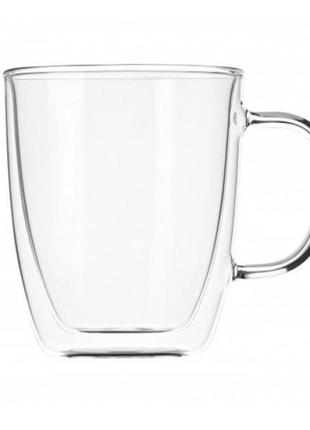 Стеклянный стакан для чая и кофе с двойными стенками и двойным...