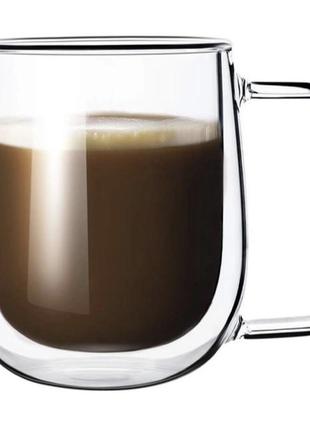 Стеклянный стакан для чая и кофе с двойными стенками и двойным...