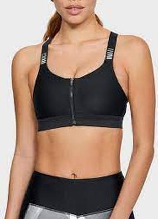 Жіночий чорний спортивний топ ua vanish high zip bra