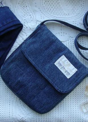 Джинсовая сумка через плечо текстильная натуральная сумочка