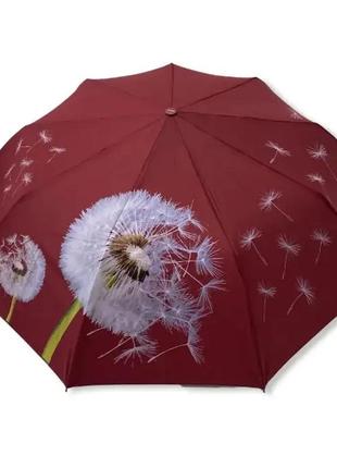 Зонт парасолька напівавтомат кульбабки червоний
