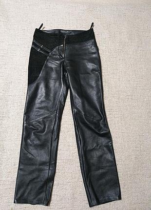 Актуальные кожаные брюки из мягчайшей кожи на подкладке 34-36