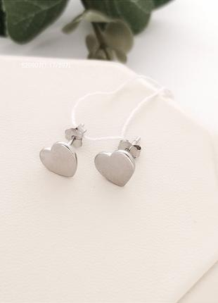 Срібні сережки гвоздики сердечка