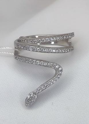 Серебряное кольцо змея 925 пробы