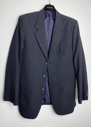 Темный синий пиджак из мужского плеча оверсайз