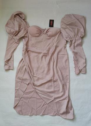 Зваблива персикова сукня з розрізом plus size від misspap uk 2...