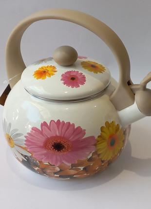 Чайник эмалированный со свистком Edenberg EB 1745chrysanthemum...
