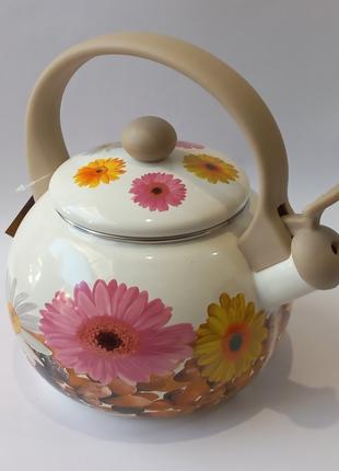 Чайник емальований із свистком Edenberg EB 1745chrysanthemums 2,2