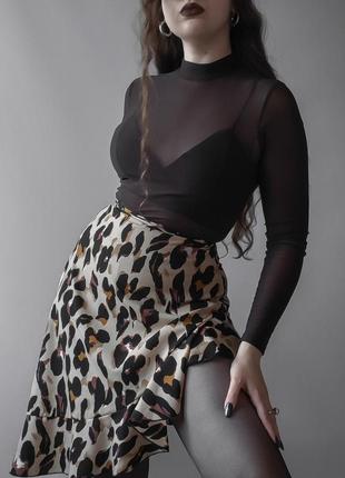 Асимметричная юбка у леопардовый принт