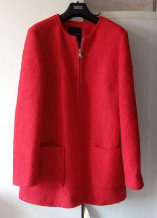 Полушерстяное короткое пальто р. 10 м new look на молнии 54% ш...