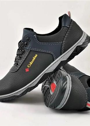 Кроссовки мужские чёрные мокасины кожаные туфли (размеры: 40) ...