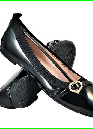 Женские балетки чёрные мокасины туфли лаковые (размеры: 36,37,...