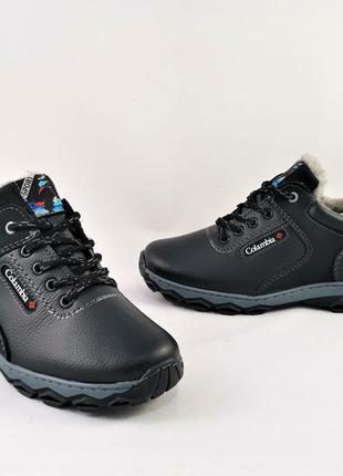 Кросівки зимні чоловічі коламбія туфлі на хуху чорні (розміри:...