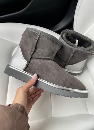 УГГ Міні Сірі Замша Хром Ugg Classic Mini Grey CHROMIUM