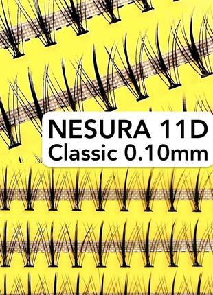 Nesura eyelash classic 11d, 0,07, изгиб c, 11 мм, 60 пучков ре...