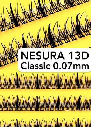 Nesura eyelash classic 13d, 0,07, изгиб c, 123 пучка ресницы л...