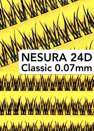 Nesura eyelash classic 24d, 0,07, изгиб c, 90 пучков ресницы х...
