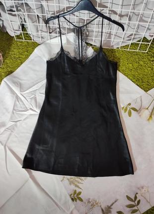 Черная, атласная ночная рубашка, пенюар от esmara