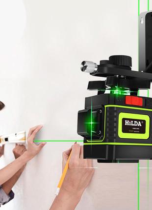 Лазерный уровень Hilda 3D ЗЕЛЕНЫЙ ЛУЧ лазерный нивелир 12 линий